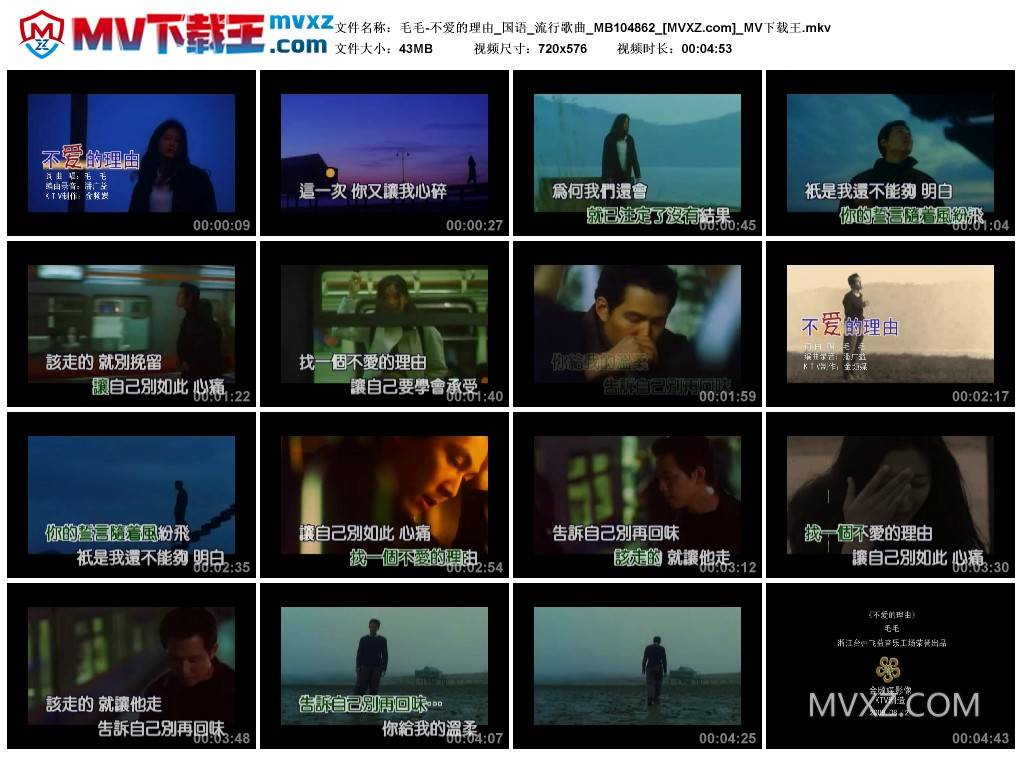 毛毛-不爱的理由_国语_流行歌曲_MB104862